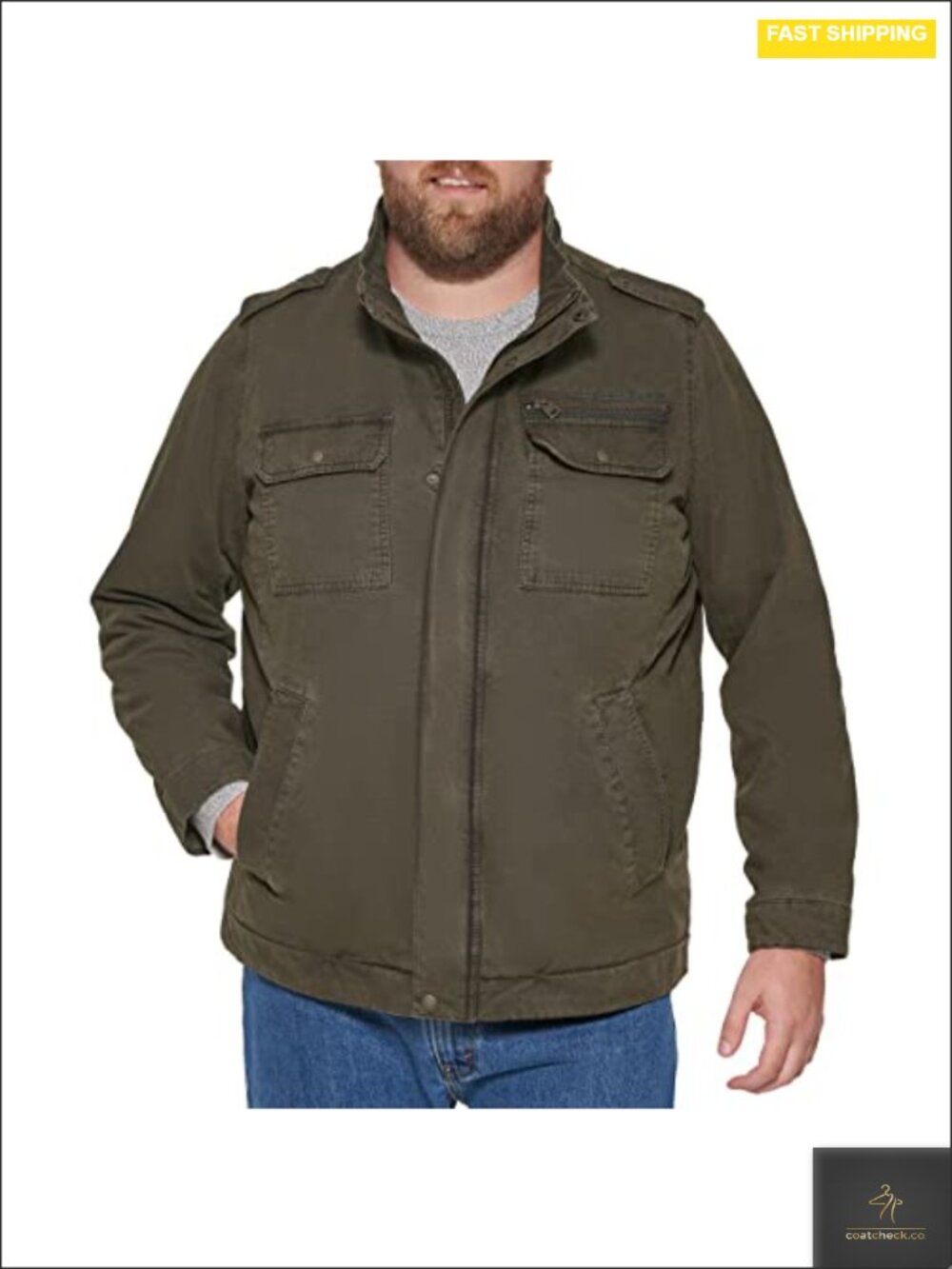 Levi's Men's Washed Cotton Military Jacket - Olive